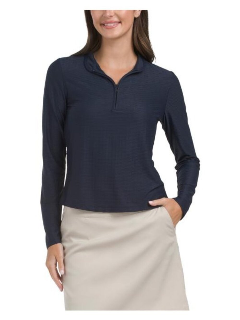 Tommy Bahama Womens Blue 1/4 Zip Golf Pullover Activewear Mock Top Sz L NEW